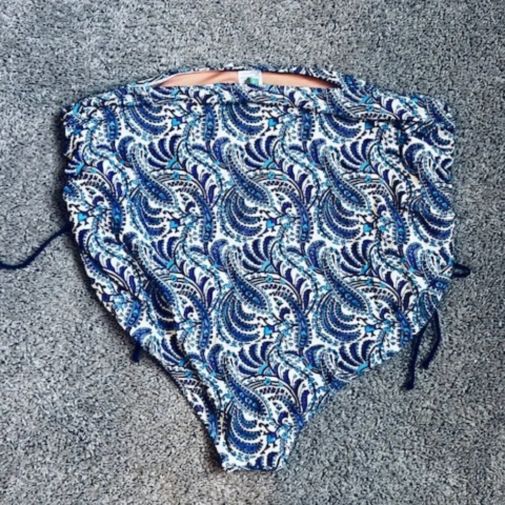 J. CREW Ruched paisley high-rise bikini bottom size 3X
